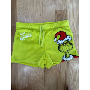 The Grinch Womens Green Christmas Print Fuzzy Soft Comfort Shorts Size Large